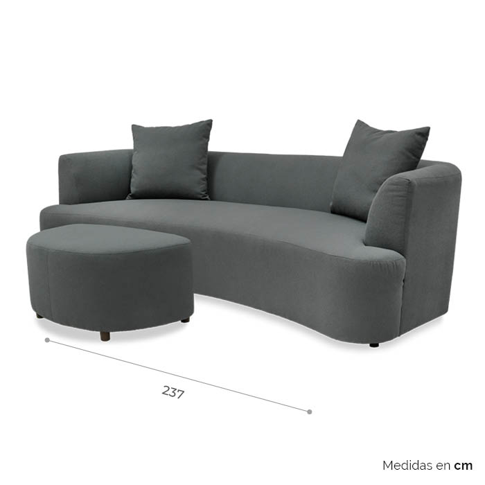 Sofa C/ottoman Tela Gris Oxford Elos | Sofá | salas